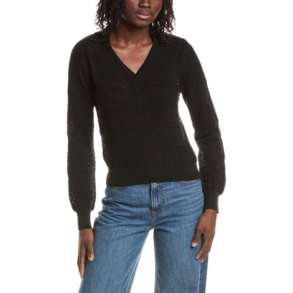 &Isla Womens  Serena Stitch Polo Neck Sweater, Black